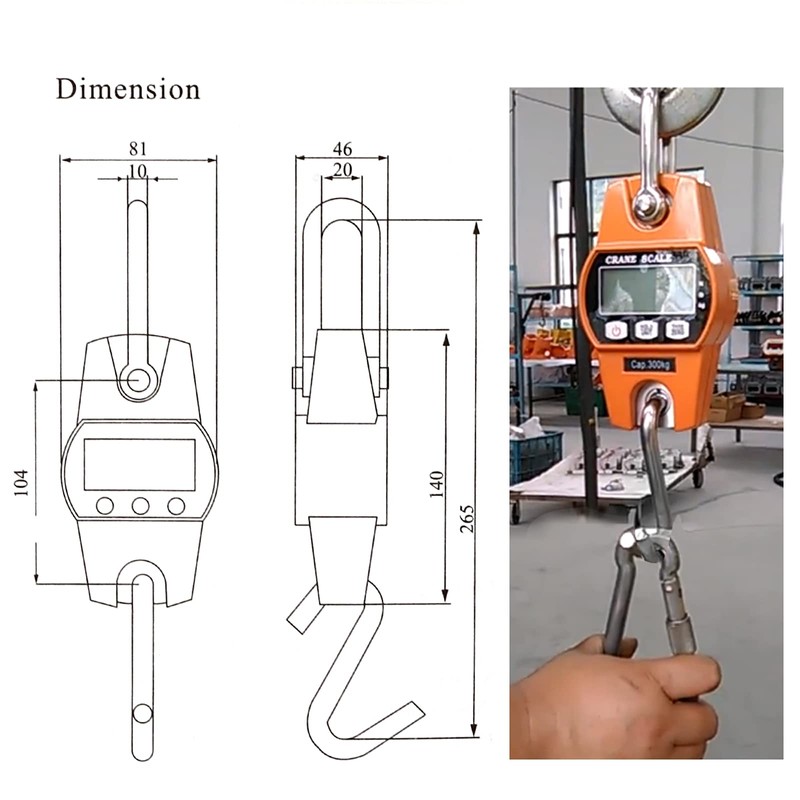 MUALROUS Mini Digital Crane Scale, 300kg/600lb Electronic Hook Hanging Scales