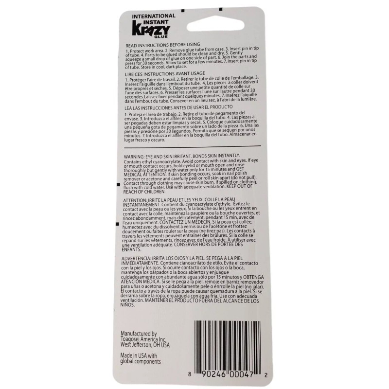KRAZY Glue Interantional All purpose TUBE 2 Gram tube single