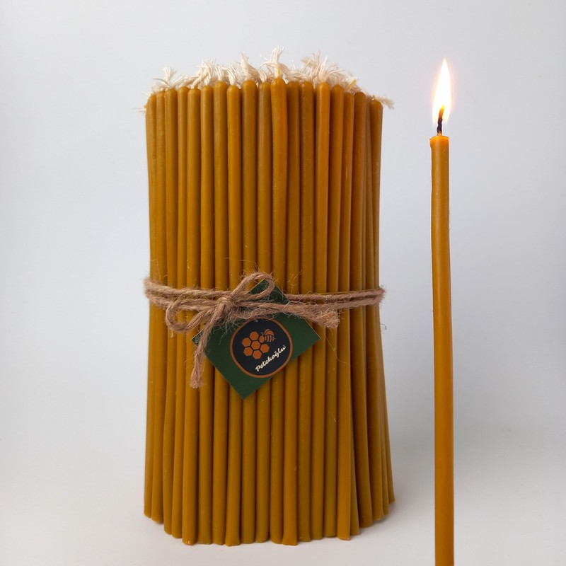 Petekoğlu 40 Pieces Pure Beeswax Candles - No-Drip, Smoke-Less, Tall,