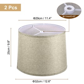 PATIKIL Drum Lampshade for Table Lamps, 11.4" Top x 12.6" Bottom x 9.8" High Floor Lamp Shade Set of 2 Easy Assembly Medium Linen Lampshade for Table Lamps Floor Lamp, Light Brown