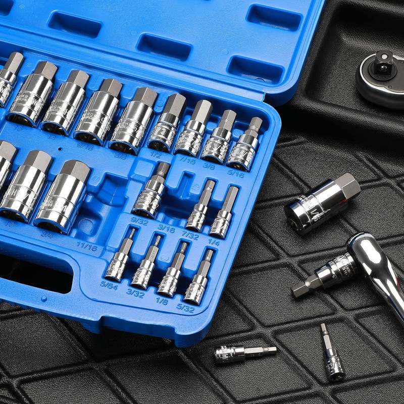 Mayouko 33PCS Master Hex Allen Bit Socket Set, S2 &