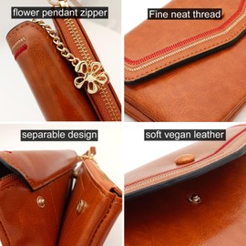 Lydemcia Retro Wristlet Wallet for Women, Long Bifold Ladies Purse Vintage Coin Pocket credit card Holder with Zipper (Brown)