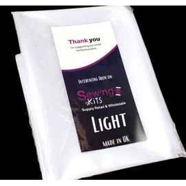 Interfacing Fabric Non-Woven Light/Medium/Heavy Weight Fusible Iron On Interfacing Fabric 75cm Wide White Light (5 Meters)