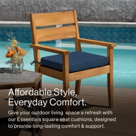 Honeycomb Essentials Outdoor Square Seat Cushions,19" x 19", Hampton Texture Navy Patio Chair Cushion 2-Pack