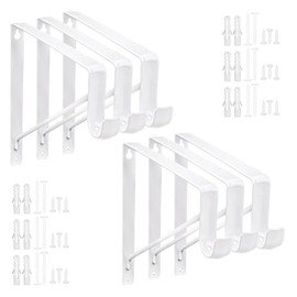 Biugaaufai 6 Pack White Closet Rod Brackets Holder with Screws - Closet Shelves Wall Mounted & Rod Support, Closet Rod and Shelf Bracket for Kitchens and Closet Storage