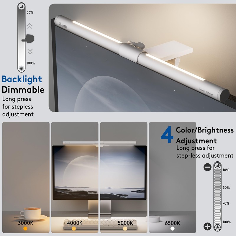 Quntis Monitor Light Bar with Remote, Eye-Care No Glare, Space