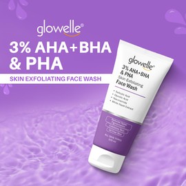 Glowelle 3% AHA+BHA & PHA Skin Exfoliating Face Wash, Reduces Hyperpigmentation, Gently Exfoliates Skin for a Oil-free Skin, With Witch Hazel Extract, For All Skin Types - 100ml