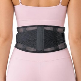 Soporte de espalda ultra transpirable y delgado para dolor de espalda bajo, cinturón de espalda ligero y ajustable para mujeres y hombres, cómodo...  