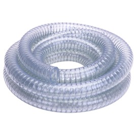 DERPIPE PVC Steel Wire Tubing - 5/8" ID x 7/8" OD Heavy Duty High Pressure Flexible Spiral wire Vinyl Clear Vacuum Hose 10Ft Lnegth (with 2 Clamps)