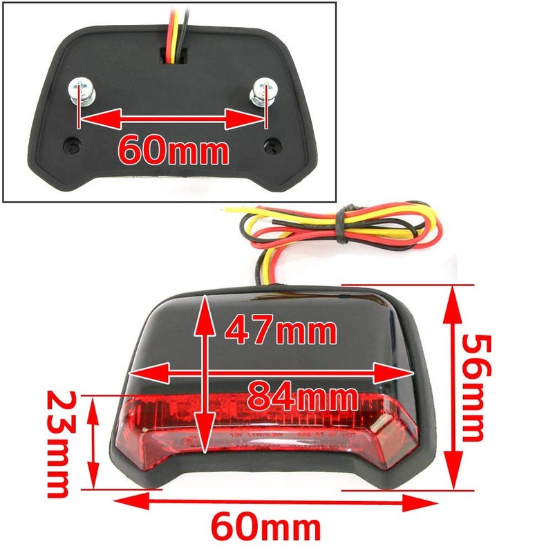 Universal Fender Mount LED Tail Lamp Black Body Red Lens