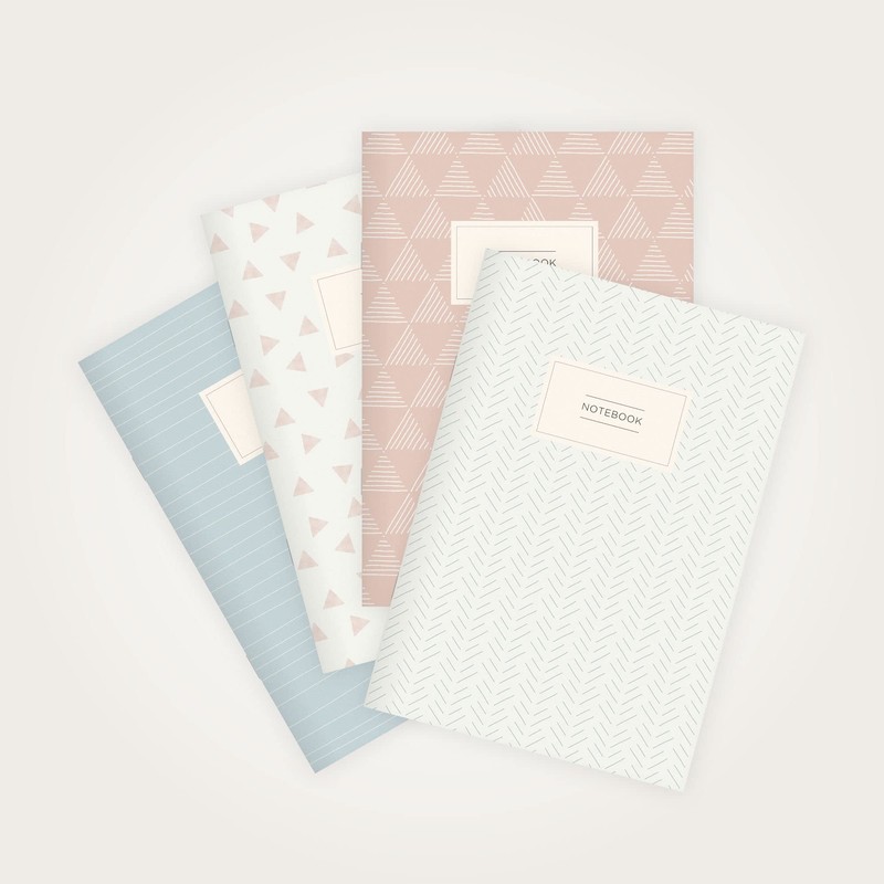 etmamu 124 Set of 4 Notebooks Hand-Drawn Patterns A5 Lined