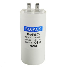 BOJACK CBB60 40uF 450 Volt 50/60Hz AC Capacitor Round Run Start Capacitor with Two Sets of Inserts for AC Motor Run Condenser Straight Cool Heat Pump Pool Pump or Air Conditioner