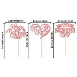 24 piezas de decoración para magdalenas del Día de la Madre con brillantina, corazón, rosa, amor, madre, mejor mamá, cupcakes, para el Día de la Madre, tema de mujeres, fiesta de cumpleaños, suministros de decoración de tartas, color oro rosa