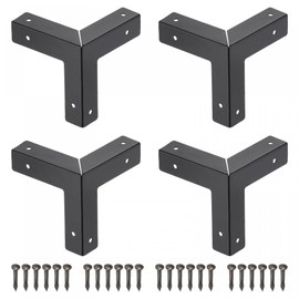sourcing map 33x33x33mm Metal Box Corner Protectors Edge Guard Black 4pcs