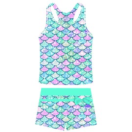 UNIFACO Girls Swimsuits Size 6 7 Mermaid 6T Bathing Suits Girls Two Piece Swimwear with Short