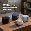 12PCS Posavasos para Mesa con Soporte Portavasos de Silicona Antideslizantes