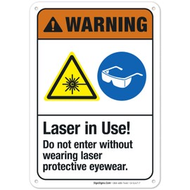 Laser in Use Do Not Enter Sign, ANSI Warning Sign, (SI-5147) 10x7 Inches, 55 mil Thick HDPS (high Density polystyrene), Made in USA