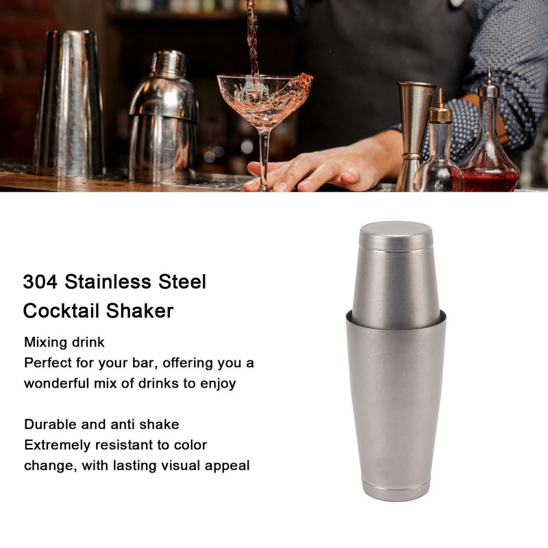 304 Stainless Steel Cocktail Shaker 2 Section Bartending Mixer Bar