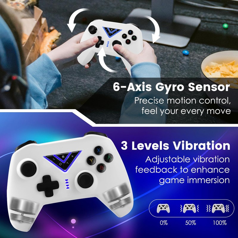 VooFun Controller für Switch/Lite/OLED/PC, Wireless Switch Pro Controller mit Aufwachen,