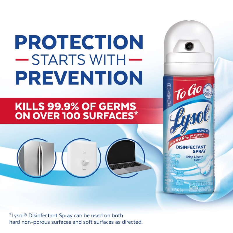 Lysol To Go Disinfectant Spray, Crisp Linen, Travel Size -