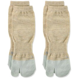 GUNZE WASHIITO Socks, Washi Yarn, Soft Mouth, Left & Right Knitting, 2 Crotch Socks, Same Color, 2 Pairs Set, honey-beiges