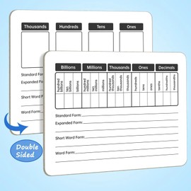 Place Value Board 9" x 12" Double Sided Dry Erase Boards for Students for Teaching Place Values from Billions to Decimal Numbers Math Manipulative Lapboard for Home School and Classroom