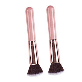 FRCOLOR 2Pcs Dense Foundation Brush Professional Makeup Tool with Sturdy Handle for Liquid and Powder Cosmetics Lightweight Pink Brush for Easy Application and Blending