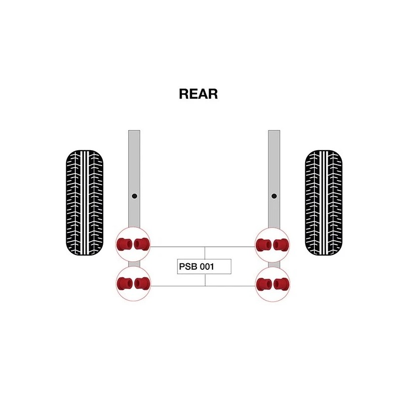 PSBushings 8x Toyota Pickup (78-95) Rear Spring - Rear and