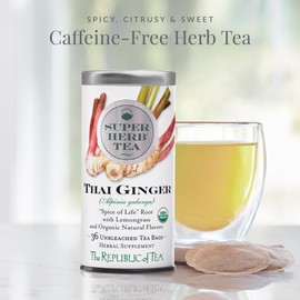 The Republic of Tea — Organic Thai Ginger SuperHerb Tea Tin, 36 Herbal Tea Bags, Naturally Caffeine-Free