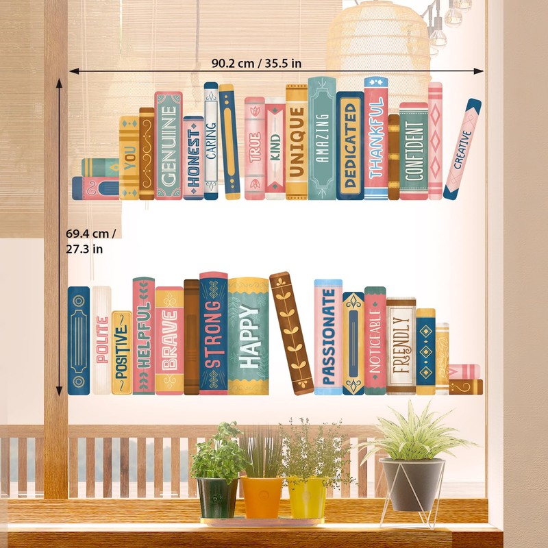 DECOWALL CDS9-9006 Boho Book Window Stickers Boho Book Print Window
