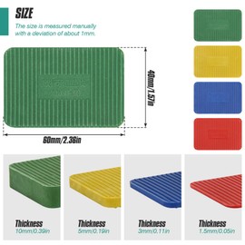 Spesh Pack of 40 Plastic Spacers 60 x 40 mm Washers Plastic Washers Plastic Wedges Glazing Blocks Spacer Blocks in Sizes: 1.5, 3, 5, 10 mm