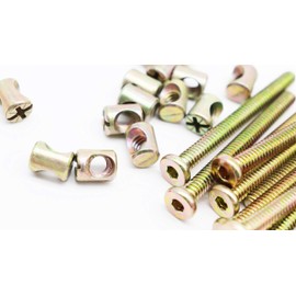 binifiMux 15-Pack 1/4-20 x 2-1/2" Crib Screws, Zinc Plated Hex Socket Cap Bolts Barrel Nuts for Bunk Bed Cots Chiars Furniture