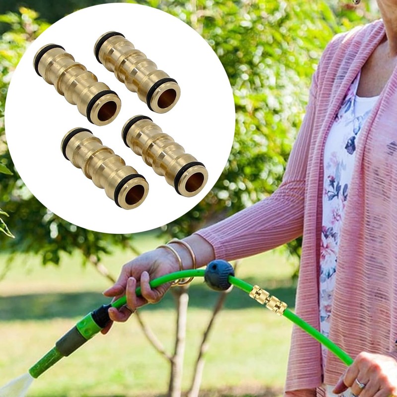 2 Garden Hose Connectors, 1/2 Inch Brass Hose Connector, Double