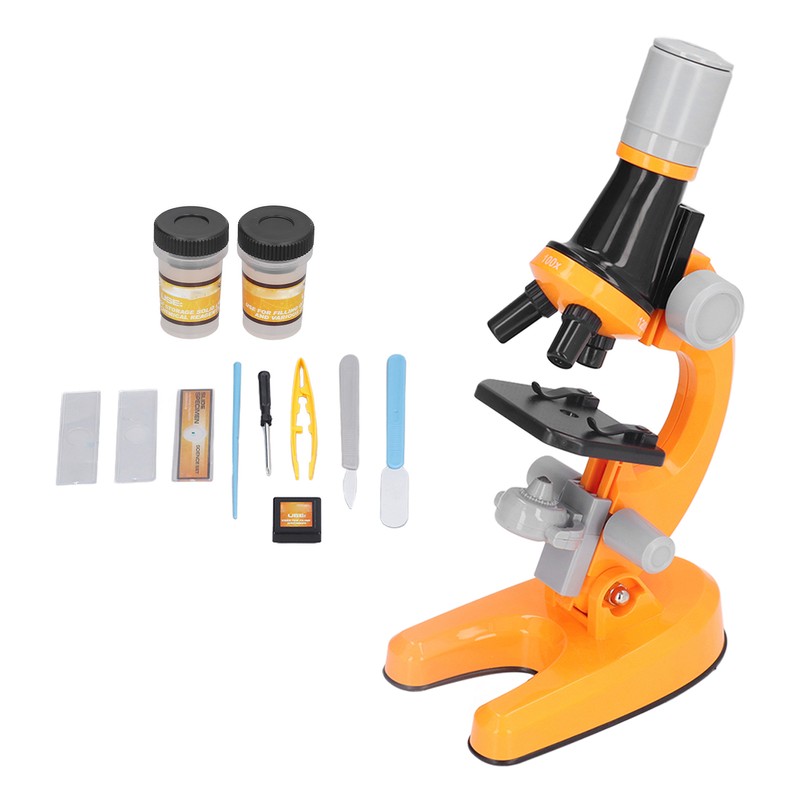 Kids Microscope Kit LED 1200X Microscope with Specimen Slides Science