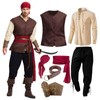 UFLJPKS 7PCS Mens Pirate Costume Renaissance Costume Outfit Medieval Costume