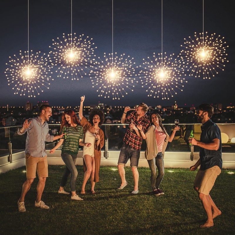 4 Pack 800 LED Starburst Sphere Lights, Battery Operated Firework