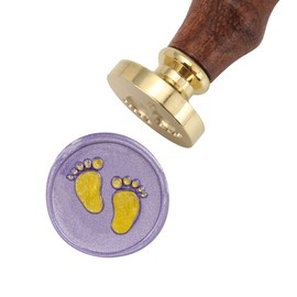 Baby Series Wax Seal Stamp, Yoption Baby Foot Brass Head Wooden Handle Sealing Stamp for Baby Shower Party Invitation