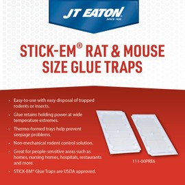 Stick-Em Rat & Mouse Size Glue Trap 10” x 5” – Extra-Large Rodent Trap with Strong Adhesive – Non-Toxic, Ready-to-Use Pest Control for Rats, Mice & Small Animals