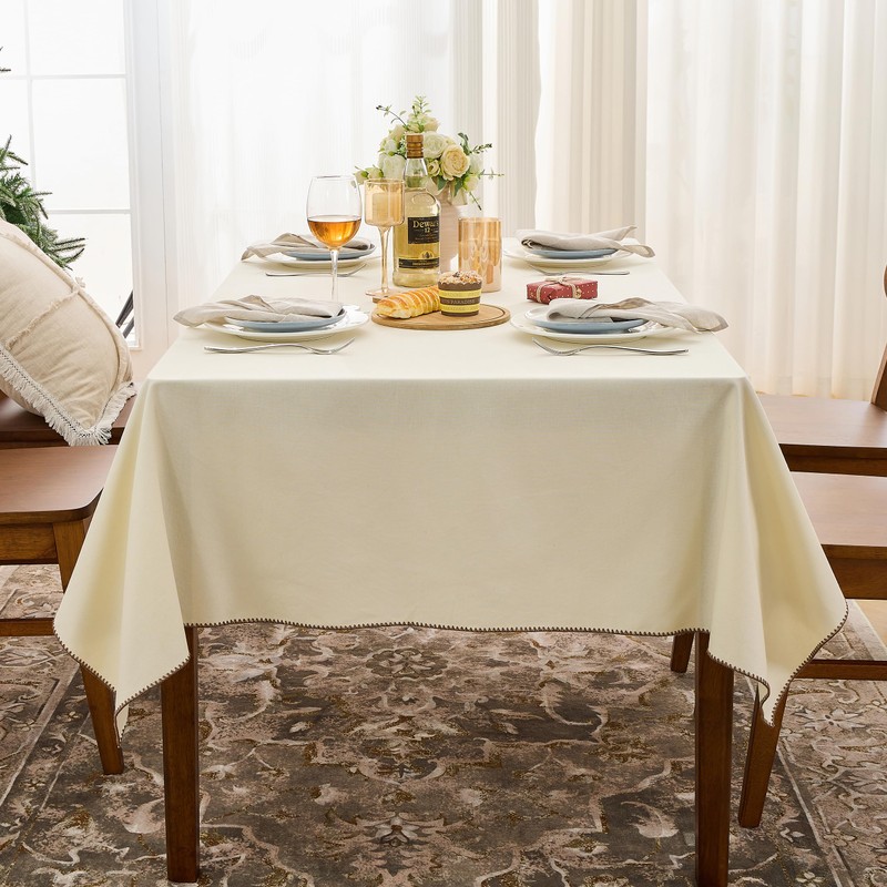 Simple&Opulence Rectangular Table Cloth 140 x 200cm,Cotton Canvas Tablecloth,Waterproof Wrinkle