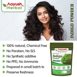 Oree Aayush herbal INDIGO POWDER & HENNA POWDER 100% NATURAL HAIR COLOR (100g EACH), Green