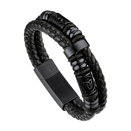 Bandmax Men's Leather Bracelet Microfibre Leather Braided Bracelet Wrap Bracelet with Magnetic Clasp Bracelet Accessory Bracelet Length 19 cm/21 cm/23 cm, Leather