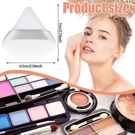 8Pcs Velour Triangle Powder Puff,Washable Reusable Soft Plush Powder Sponge Makeup Foundation Sponge (White)