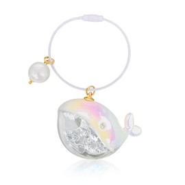 NIIIYTYB Whale Keychain Cute Pendant Adorable Sequins Animal Keyring for Backpack Car Bag Portable Funny Whale Accessory for Adults Ocean Theme Key Chain(White)