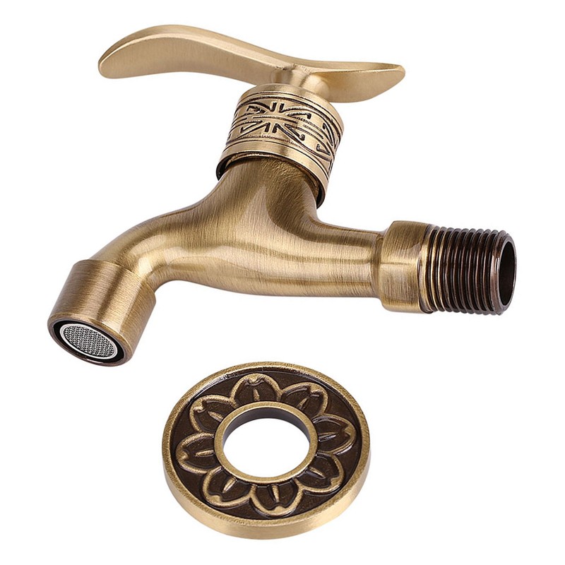 Antique Style Brass Washing Machine Faucet Wall Mount Laundry Cold