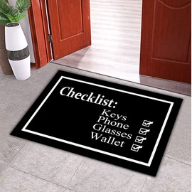 DAYLIPILLOW Door Mat Interesting Remind Checklist Phone Keys Wallet Don't Forget Outdoor Floor Mat Non-Slip Doormat Indoor