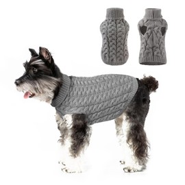 NACOCO Classic Dog Sweater Knitted Turtleneck Dog Sweater Warm Winter Clothes for Small Dogs Puppy Cat (Medium, Grey)