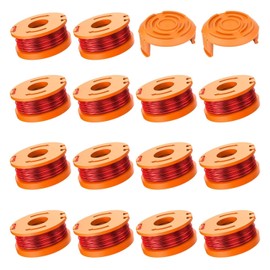 XIJIANG 14 Pcs Strimmer Wire Replacement Spool and Line, 2 Pcs Spool Cover Compatible with All 20 V Worx Cordless Grass Trimmer wa0004.1