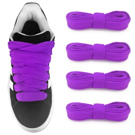 UamGlsob 2 Pairs 3/4''(2cm) Fat Flat Shoe Laces, 39''-63'' Length Flat Thick Wide Shoelaces, Jumbo Shoe Strings Replacement Laces for Skate Shoes (Purple, 54''/140cm)