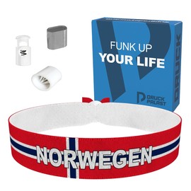 Norway Flag with Country Name - Fabric Bracelet - Waterproof and Durable - Norway Fan Bracelet - Sporty Bracelet for World Cup & European Championships - Norway Merchandise - Gift Ideas for Sports
