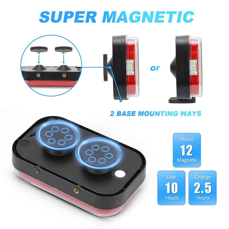 SUPAREE Wireless Magnetic Trailer Tail Lights Kit, LED Rechargeable Tow
